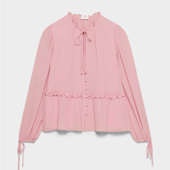 Aritzia Wilfred Rhyme Elegant Pink new Women's Formal Wedding Guest Blouse XXS - Picture 6 of 16